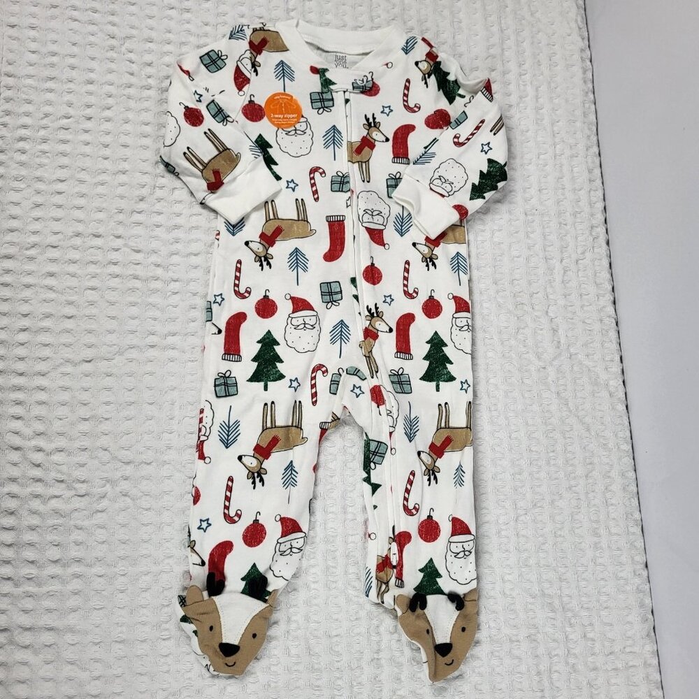 Carters Just One You Christmas Reindeer One Piece Sleeper With Reindeer Hat 6 Mo